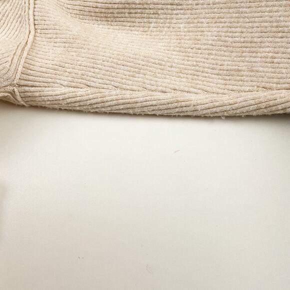 Anthropologie Daily Practice Full Zip Ribbed Mix Beige Oat Split Hem Sweater L - Picture 12 of 12